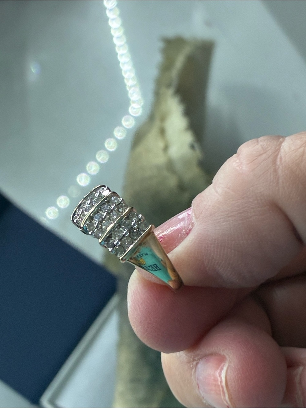 Gold over sterling silver diamond anniversary band - Picture 3 of 5